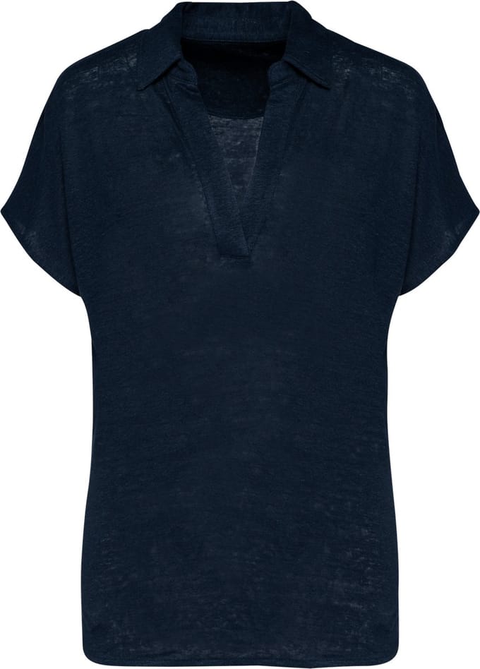 Spasso Linnen damespolo SP221 - Navy Blue - M