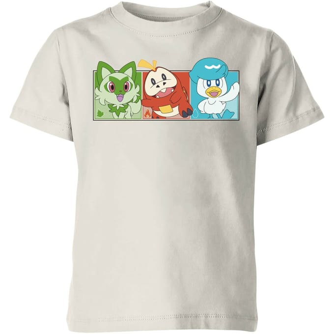 Pokémon 1st Starters Panels Kids' T-Shirt - Cream - 122/128 (7-8 jaar) - beige