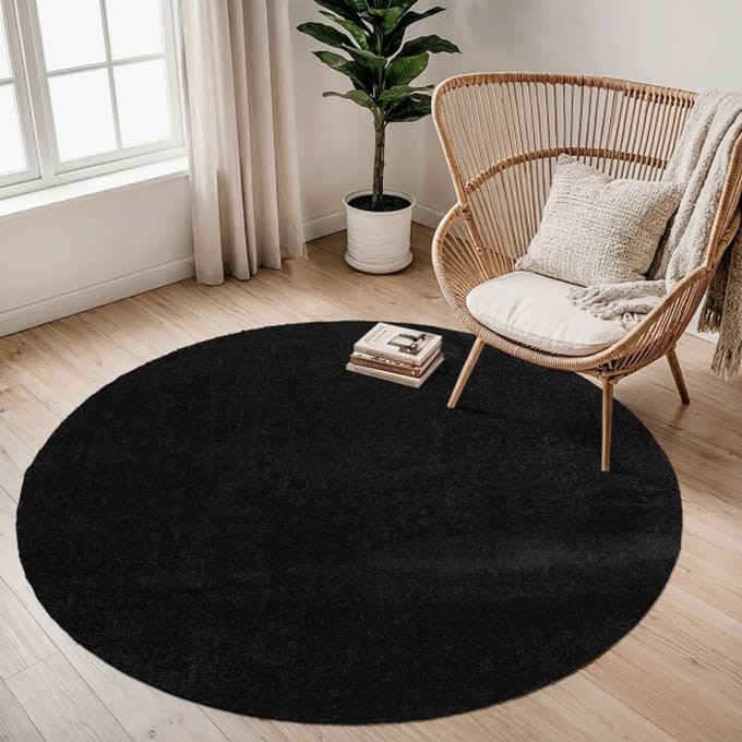 Muratap Comfy soft rond effen vloerkleed wasbaar uni 160 cm rond