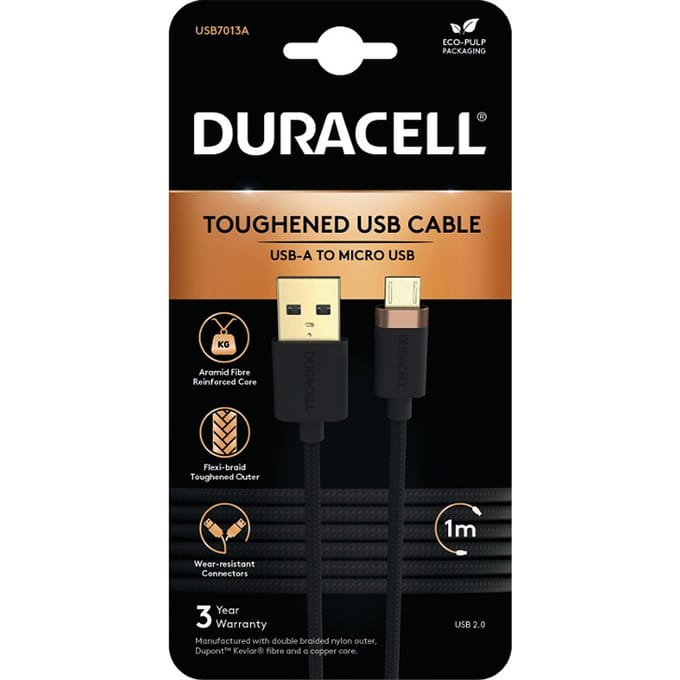 Duracell USB7013A USB-kabel Zwart
