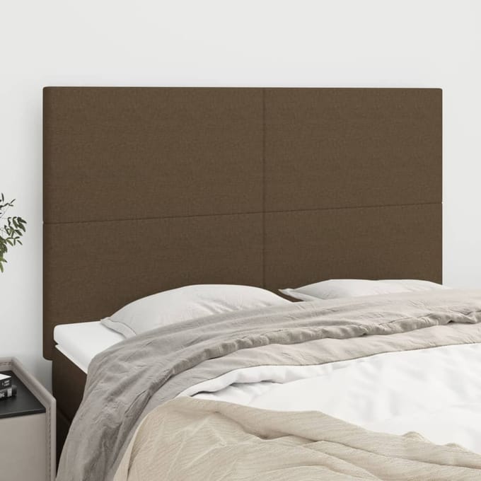 vidaXL - Hoofdbord - donkerbruin - 144x5x118/128 - cm - stof