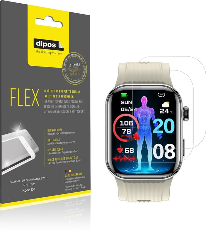 dipos – 2x Beschermfolie geschikt voor Rollme Kore D1 | 3D Full Cover Screenprotector | 100% Passend