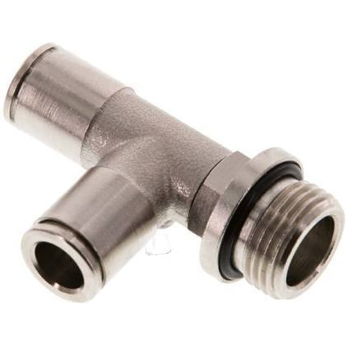 8mm x G3/8'' rechte hoek T-stuk Messing Insteekfitting Buitendraad Draaibaar NBR