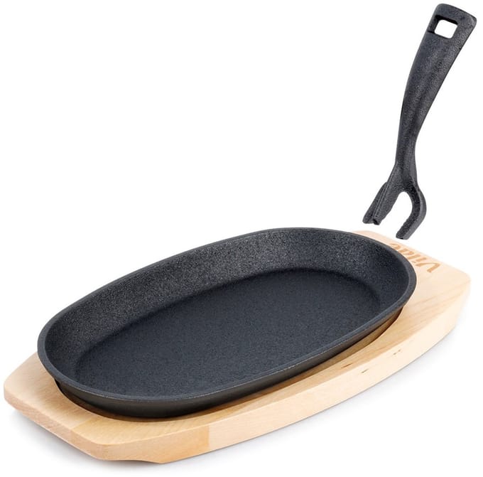 CAST IRON FRYING PAN WITH SERVING BOARD 199071 CAST LINE
