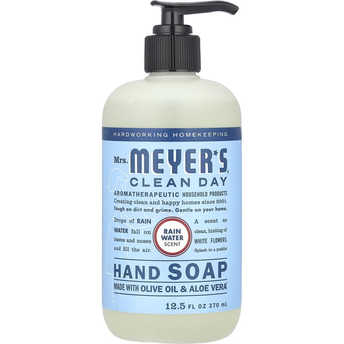 Mrs. Meyers Clean Day, Hand Soap, Rain Water, 12.5 fl oz (370 ml) white