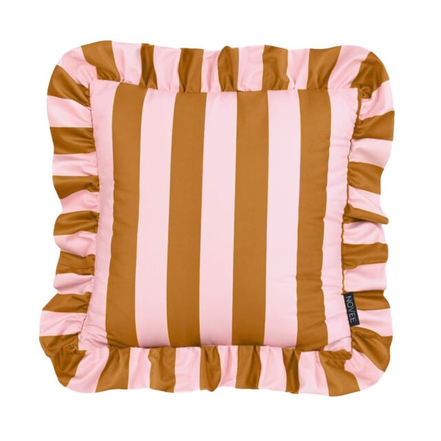 NOVÉE Sierkussen ruffles stripe /roze | 45x45 cm | katoen/polyester