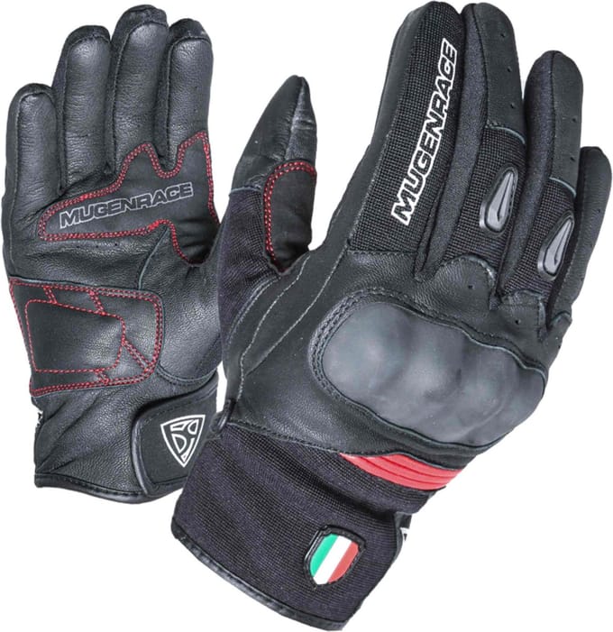 MUGENRACE Neo Kort Zwart Rode Handschoenen - Handschoen