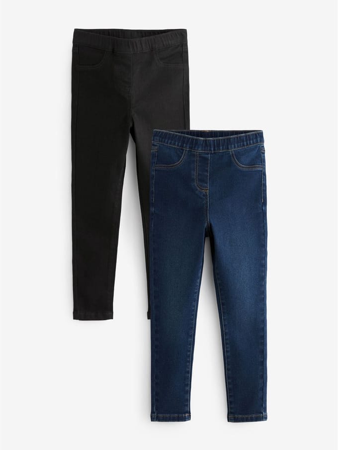Next - Meisjes - Set van 2 jeggings met elastische taille - Zwart