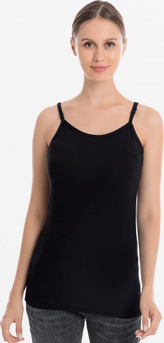 Spaghetti top dames bamboe zwart | Ollies Fashion
