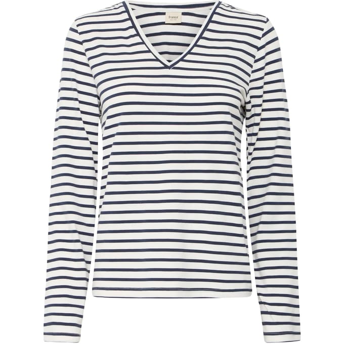 Dames T-shirt met V-hals en lange mouwen fransa Frclea