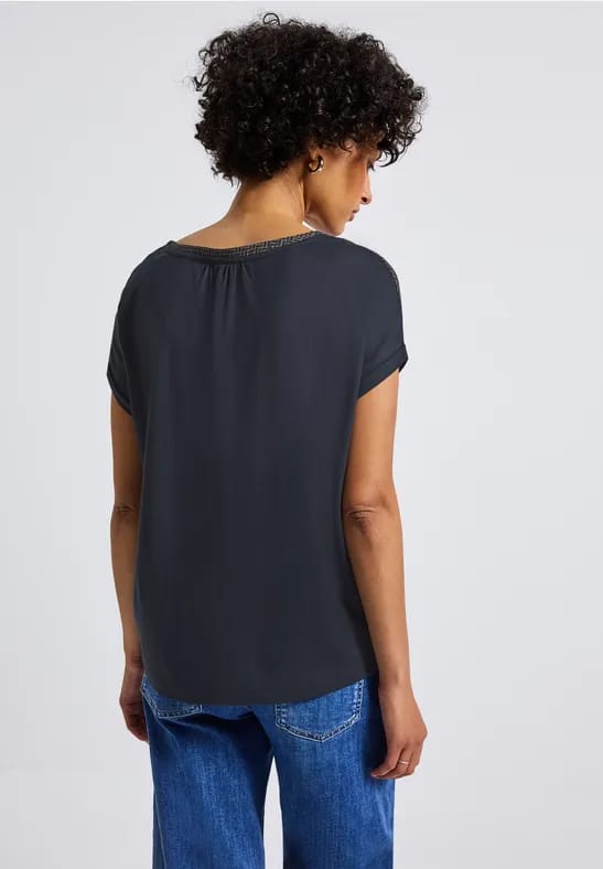 Materiaalmix V-hals Shirt