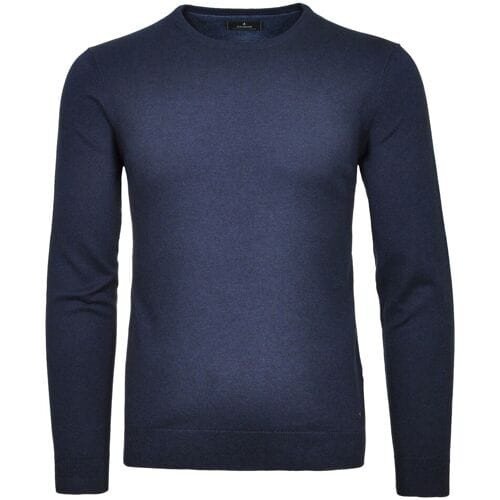 Ragman Trui Supersoft Knit Pullover Knitted Elbow Patches Marine / male