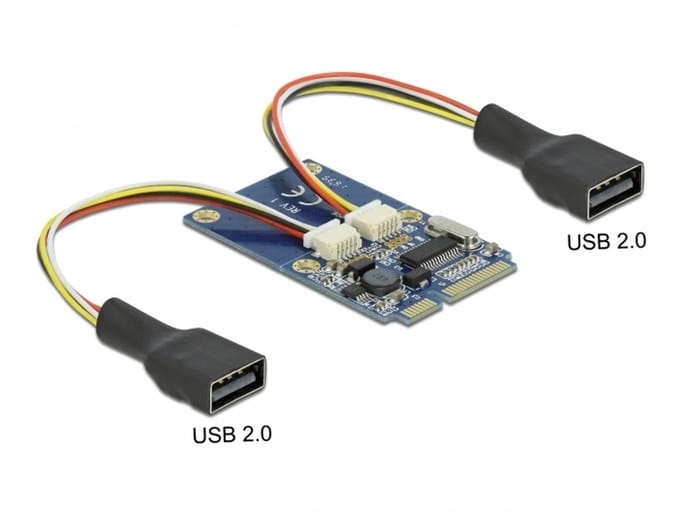 Delock Mini PCIe I/O full size 2 x USB 2.0 Type-A female