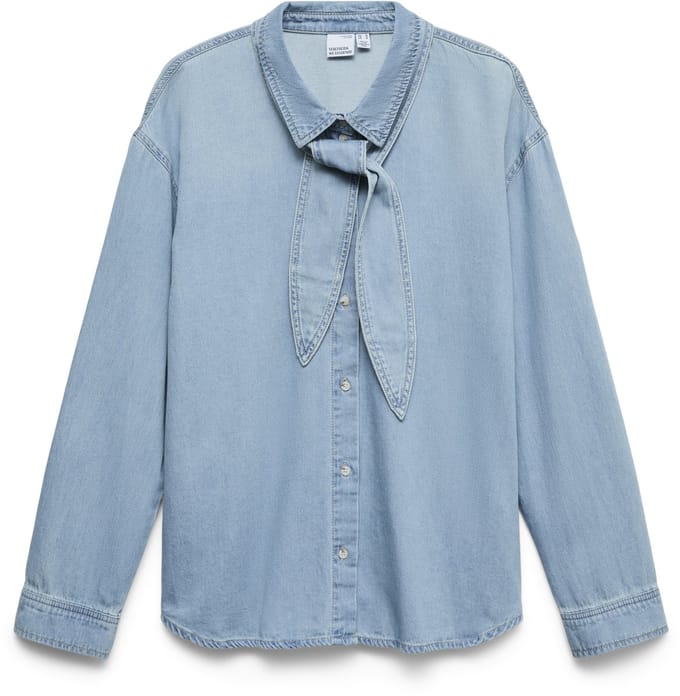 VERO MODA - VMVIONETTE LS DENIM BOW SHIRT YO327 - Dames - Blouses