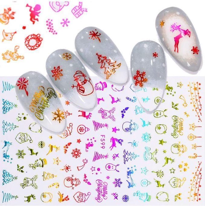 Kerst Nagelstickers - Kerstmis Nagel Versiering - Multicolor Kerst - 1 Vel