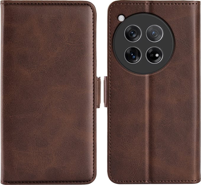 MobyDefend Hoesje - Geschikt voor OnePlus 12 - Luxe Wallet Book Case (Sluiting Zijkant) - Bruin