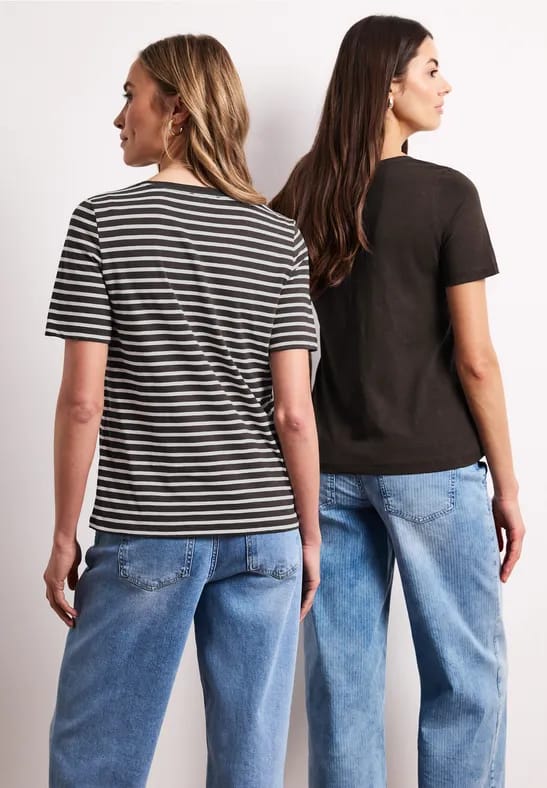 Shirt met ronde V-hals in een pak van 2