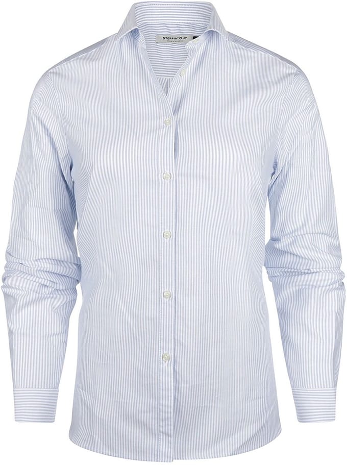 Steppin' Out Blouse Bibi Oxford Streep Dames Lichtblauw - Maat XS - Heren
