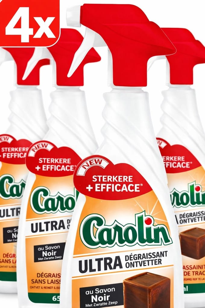 4 x Carolin - Savon Noir - Allesreiniger - Spray - 650 ml