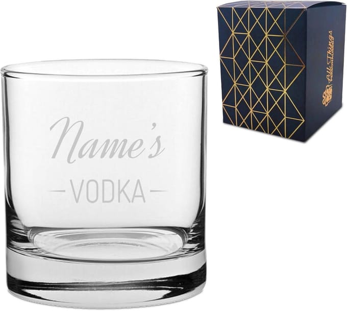 Gegraveerd Wodka Glas met Naam - Gepersonaliseerd Cadeau in Geschenkdoos