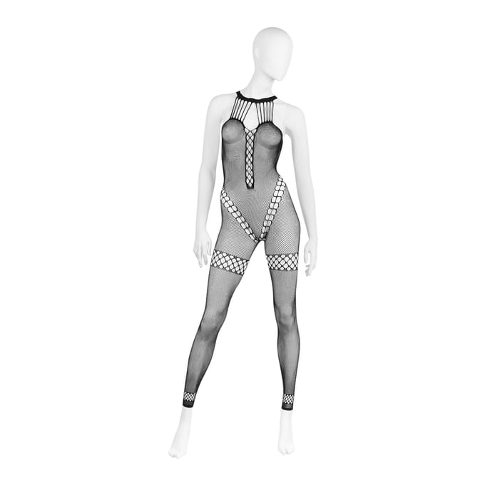 Bodystocking Pink Lipstick Zwart (Queen size)
