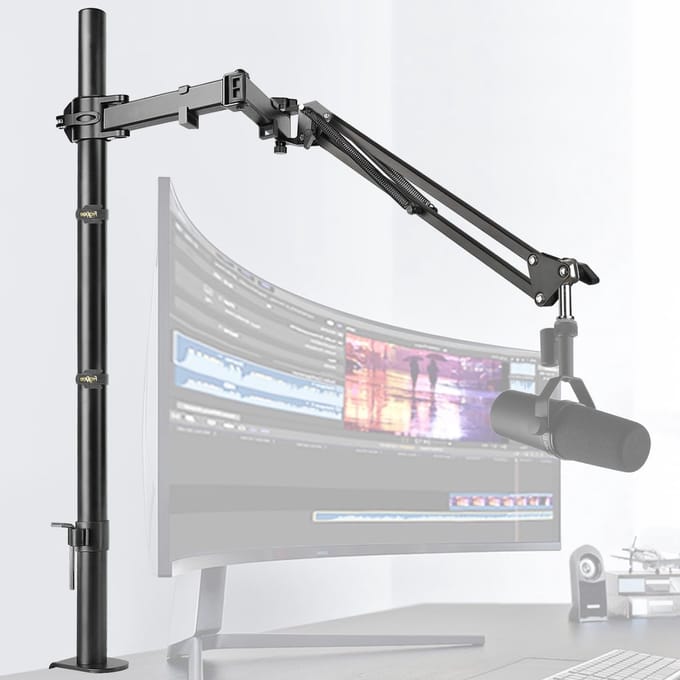 Verstelbare Overhead Microfoon Arm met Verhoogde Extensie voor Studio-opnames, Streaming en Podcasting