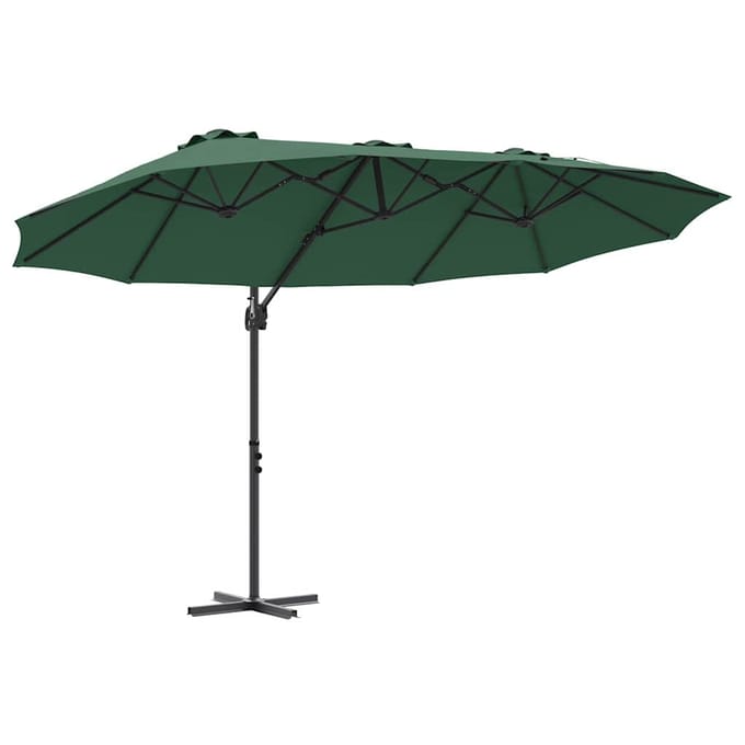 vidaXL - Parasol - 372 - x - 198 - x - 243 - cm - Polyester - en - Aluminium - Groen