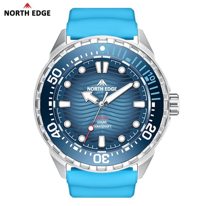 North Edge Nieuw+ Triton-Ti Titanium Zonnekracht Duikhorloge Luxe blue