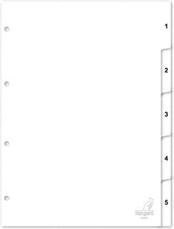 Kangaro tabbladen - A4 - PP 120 micron - wit - 4-gaats - 10-delig cijfers