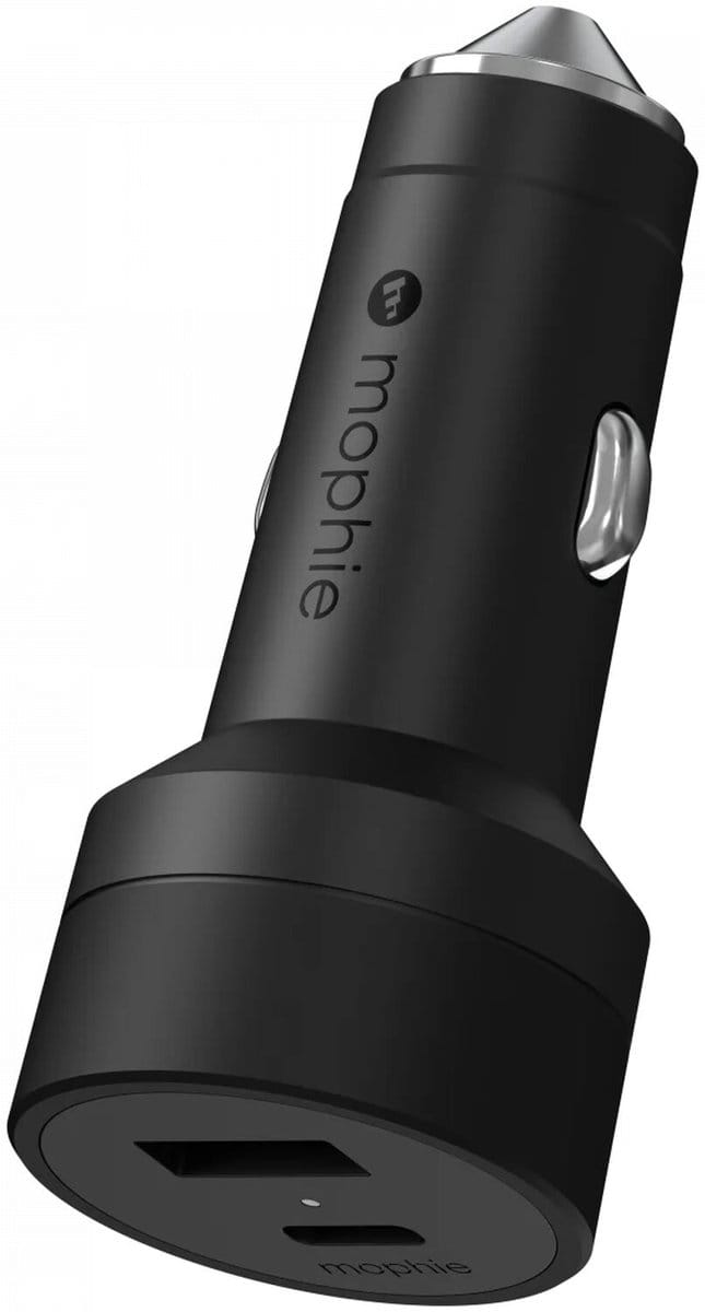 Mophie - Fast Charge - Auto Snellader - 42W - USB-C + USB-A Power Delivery (PD) - Quick Charge (QC) - Zwart
