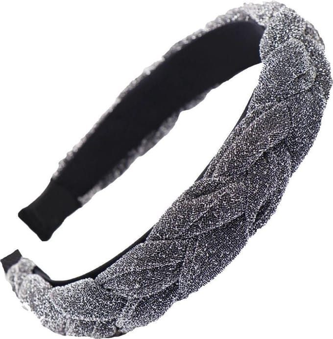 Velvet Glitter Diadeem / Haarband | Metallic Zilver | Polyester