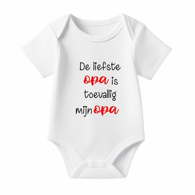 Romper De liefste Opa is toevallig mijn Opa - wit - korte mouw