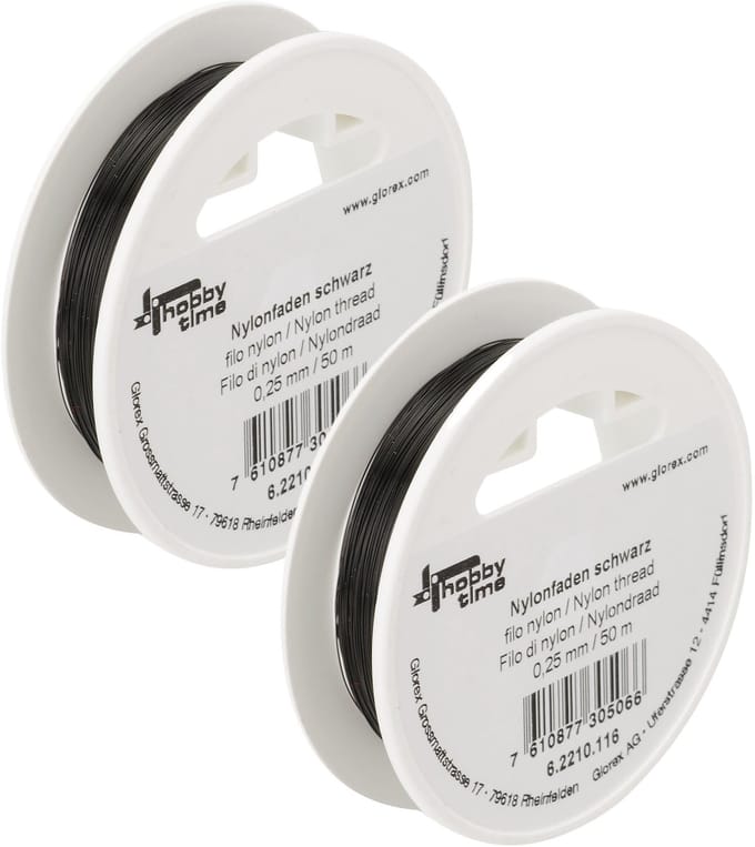 Glorex Hobby Nylon hobby draad - 2x - zwart - 0.25 mm x 50 meter