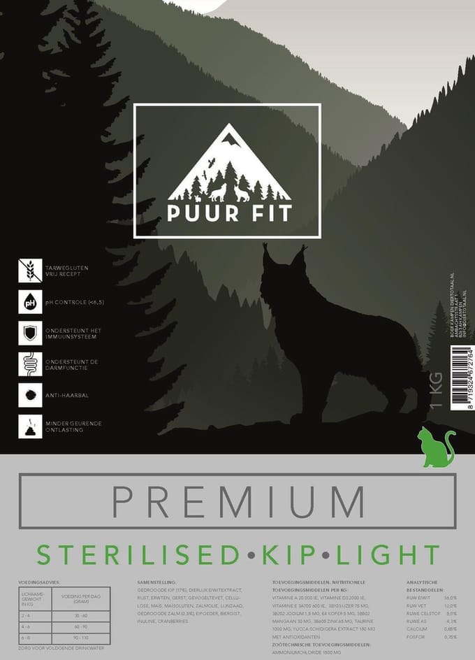 Puur Fit Premium - Kattenvoer - Sterilised Light Kip - 1 kilo