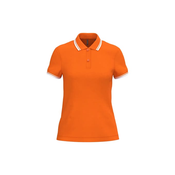 Kariban Gestreepte damespolo korte mouwen K273 - Orange / White - M