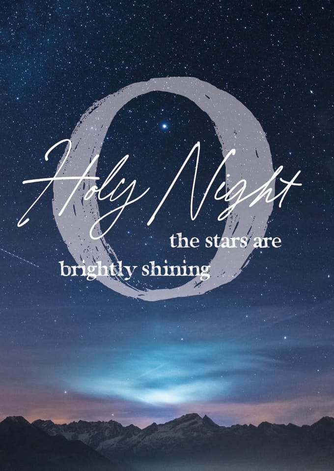 Kerstkaart 'O Holy night' ' 12 stuks met envelop