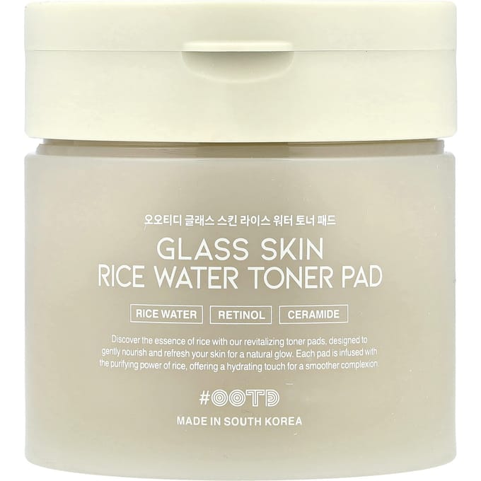 OOTD, Glass Skin Rijstwater Toner Pads, 70 Stuks beige