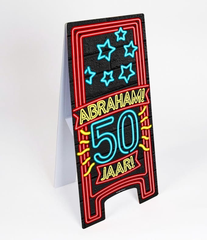 Abraham Warning Sign 50 jaar Neon 62,5cm