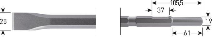 6-kant Plattebeitel 25x380mm 6-kant ø21,0 / ø19x66 - 2154011