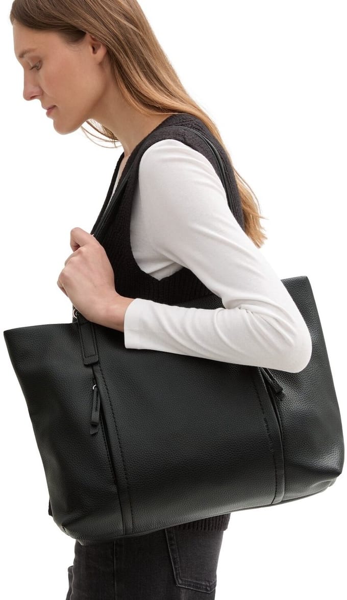 Tom Tailor - TTBECA L Shopper met ritsdetails - Maat ONESIZE - schwarz / black