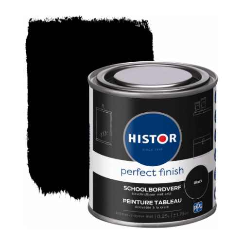 Histor Perfect Finish Schoolbordverf - Perfecte Dekking - Camouflerend - Mat Effect - 0.25L - Zwart