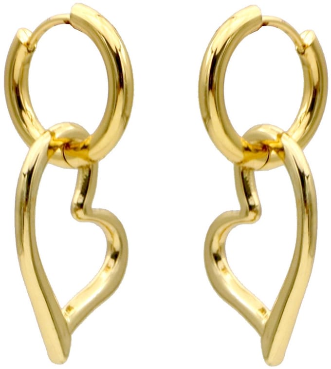 Oorbellen - RVS - hart - 3,5x1,2 cm