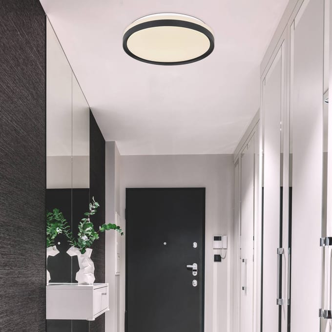 Globo LED plafondlamp Sonny, zwart, CCT, Ø 39 cm