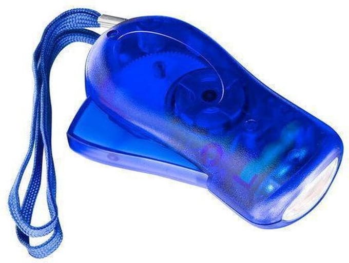 *** Knijpkat-dynamo zaklamp met dubbele LED - Survival Overleef met Licht op reis - van Heble® ***