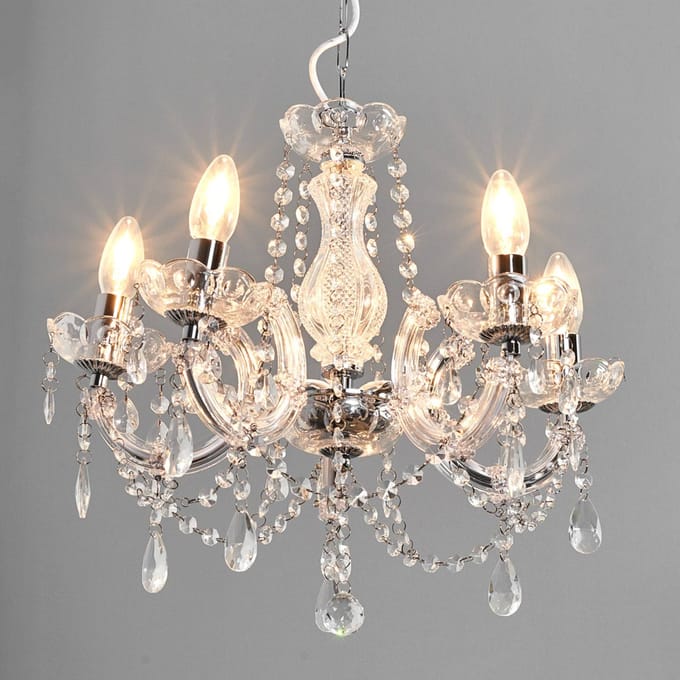 Searchlight Kroonluchter Marie Therese, chroom, 5-lamps