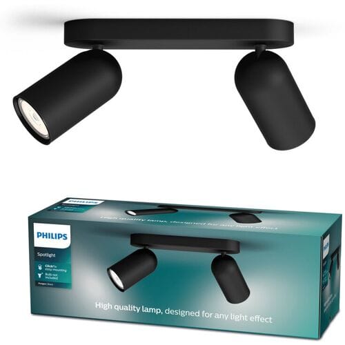 Philips Opbouwspot Pongee - Zwart - 24cm - 2xgu10