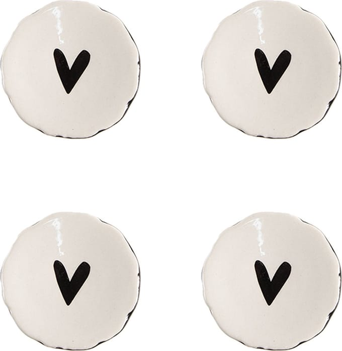 Clayre & Eef Deurknop Set van 4 Ø 4 cm Beige Keramiek Hart
