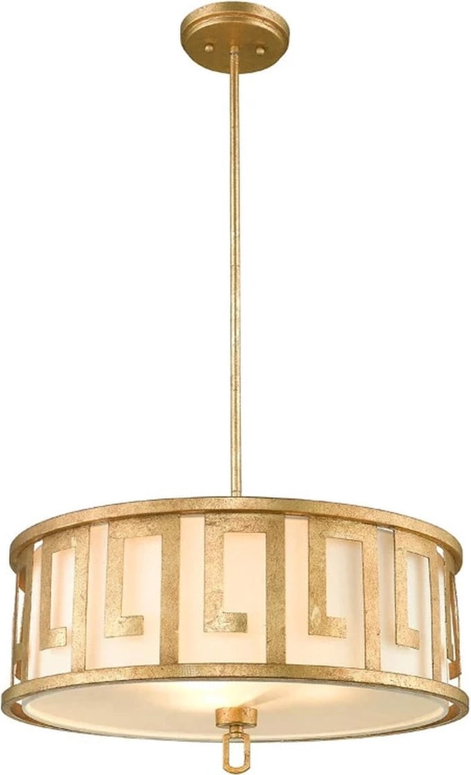 Gilded Nola LED Hanglamp Lemuria | 3X E27 Max 60W | Dimbaar | Distressed Gold, Ivory Shade