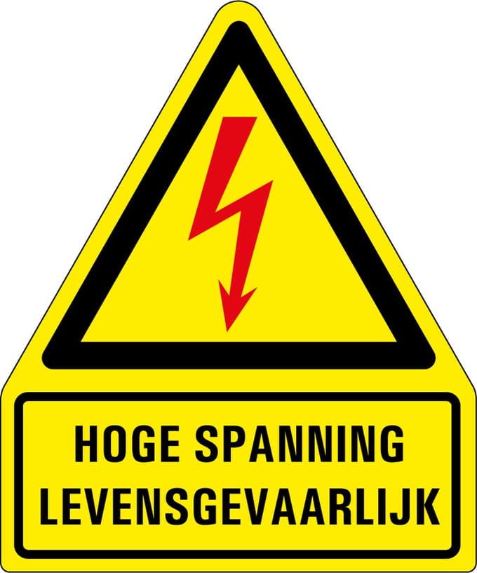 Hoge spanning levensgevaarlijk magneetsticker 150 x 180 mm