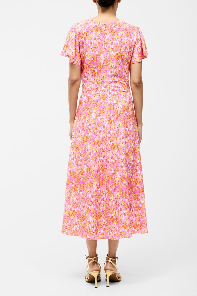 French Connection Cass Button Dress Persimmon Multi Taglia: 12 | Abiti Midi Outlet | Donna | Arancia